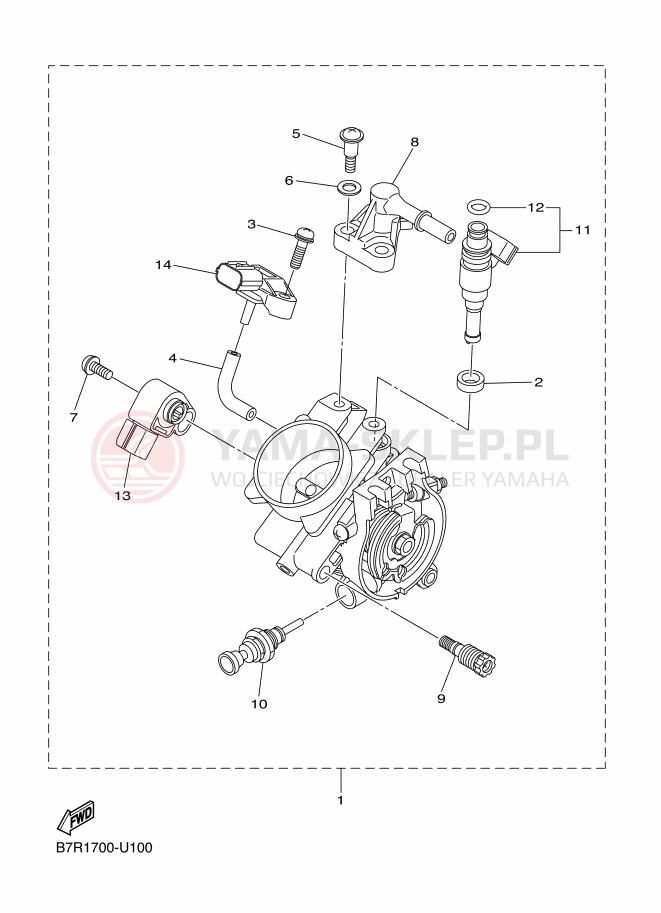 Schemat "Wtrysk paliwa" do Yamaha WR250F