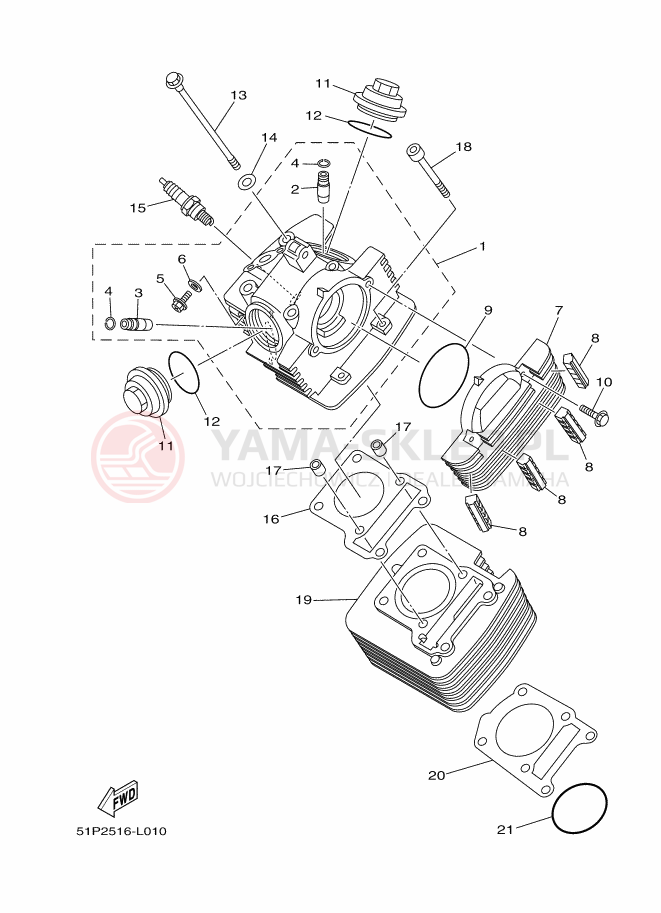 Schemat "cylinder" do Yamaha YBR125ESD