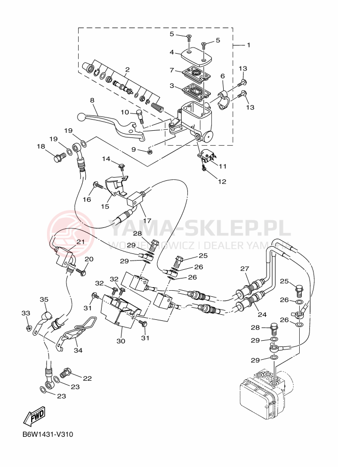 Schemat "Pompa hamulcowa przednia" do Yamaha MT-03
