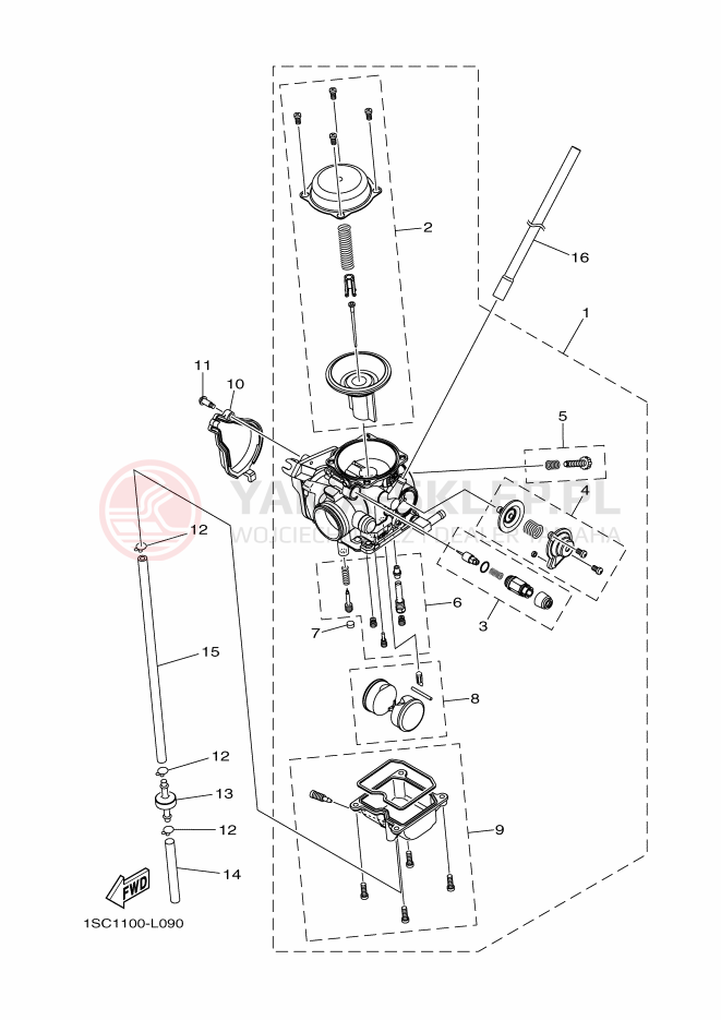 Schemat "Gaźnik" do Yamaha YFM300