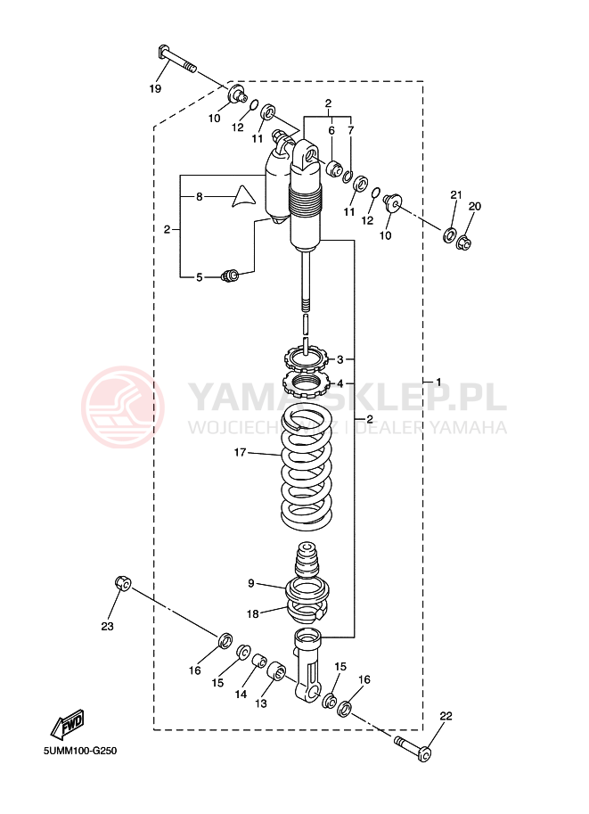 Schemat "zawieszenie tył" do Yamaha WR250F