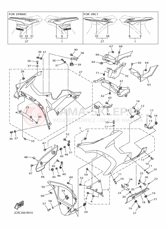 Schemat "POKRYWA SILNIKA 2" do Yamaha YZF-R1