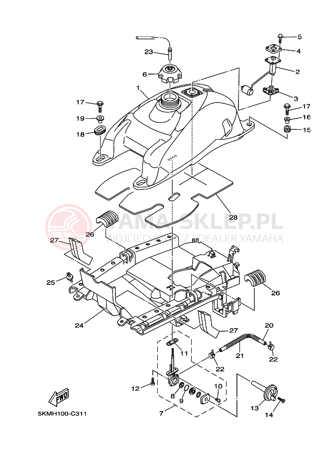 Schemat "zbiornik paliwa" do Yamaha GRIZZLY