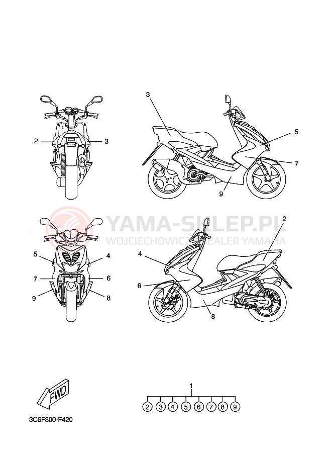 Schemat "naklejki" do Yamaha AEROX