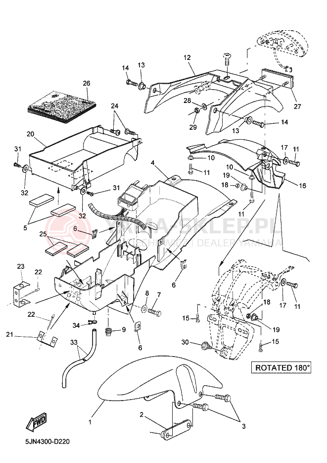 Schemat "błotnik" do Yamaha BT1100