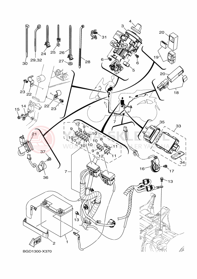 Schemat "układ elektryczny" do Yamaha TRICITY 155
