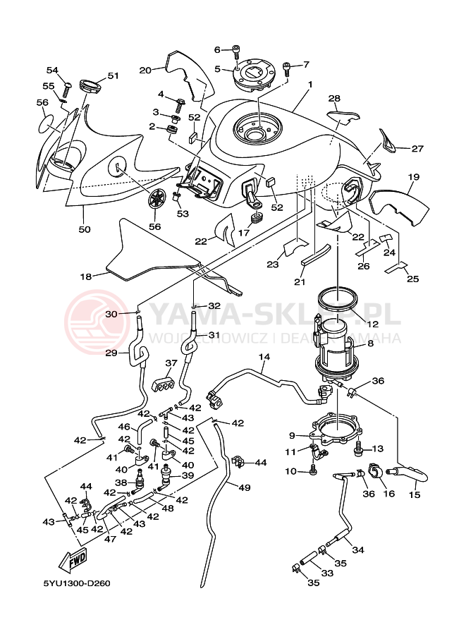 Schemat "zbiornik paliwa" do Yamaha MT01