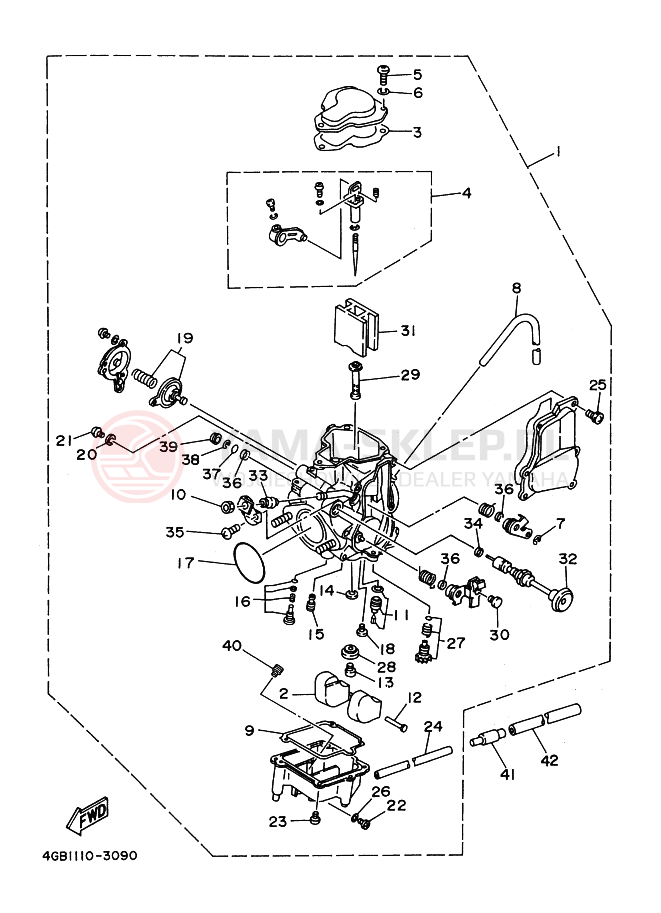 Schemat "Gaźnik" do Yamaha KODIAK 400