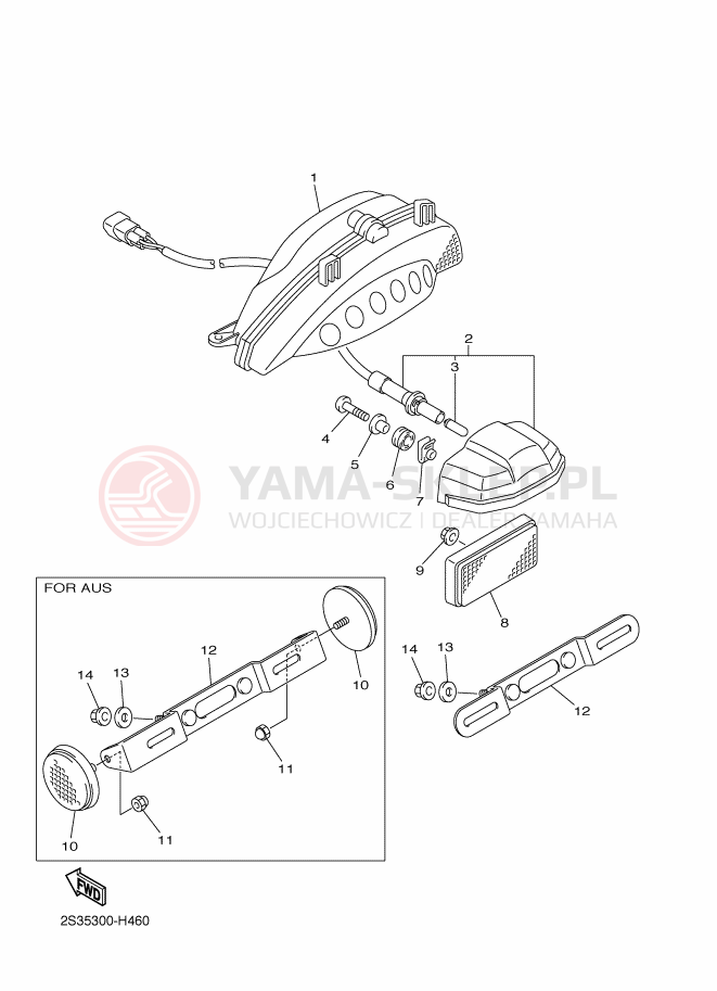 Schemat "lampa tył" do Yamaha VMAX