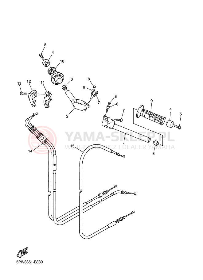 Schemat "Kierownica i osprzęt" do Yamaha YZF-R1