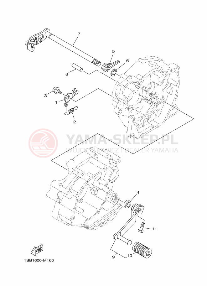 Schemat "Dźwignia zmiany biegów, wałek" do Yamaha XTZ125E