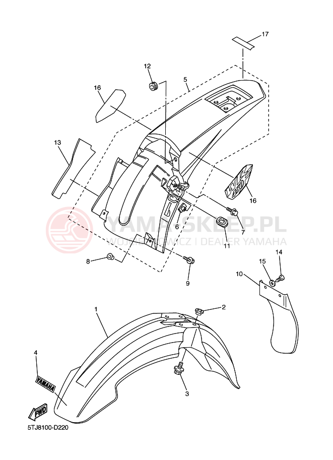 Schemat "błotnik" do Yamaha WR450F