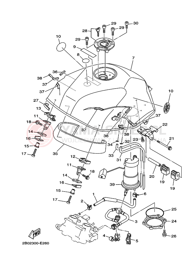 Schemat "zbiornik paliwa" do Yamaha TDM900A