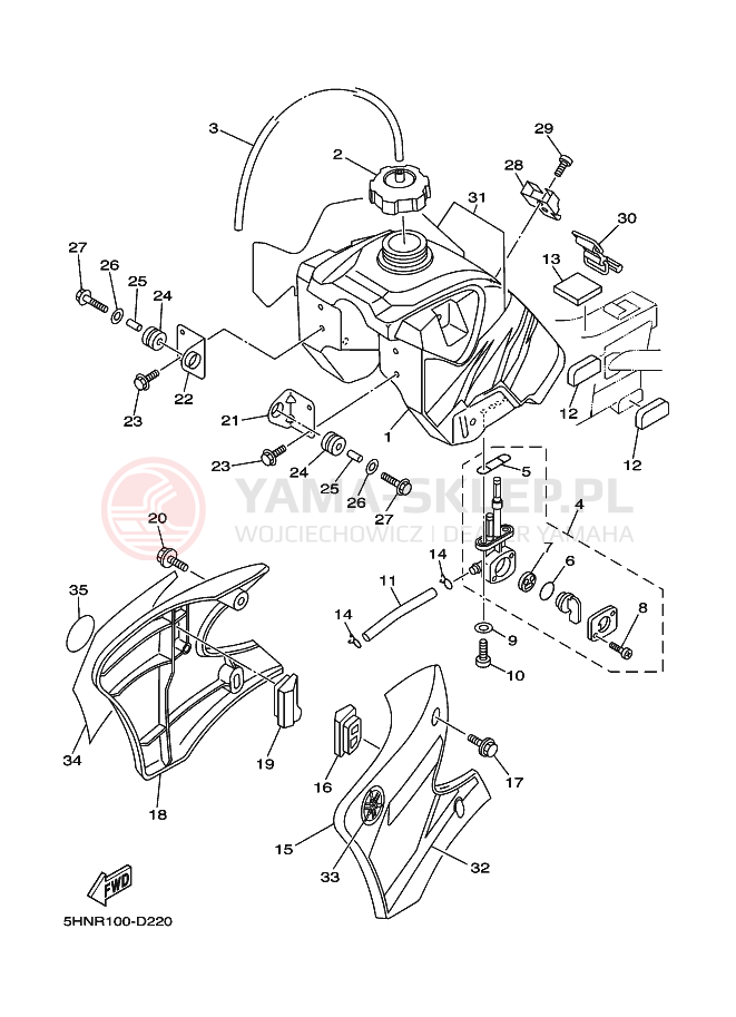 Schemat "zbiornik paliwa" do Yamaha TT-R90