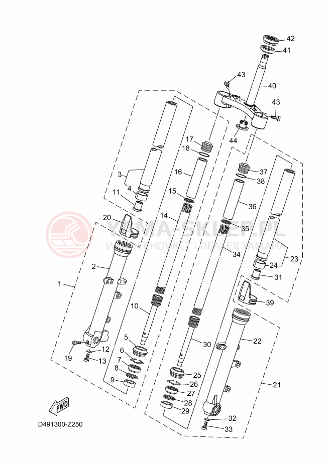 Schemat "Amortyzatory przód" do Yamaha MT-07