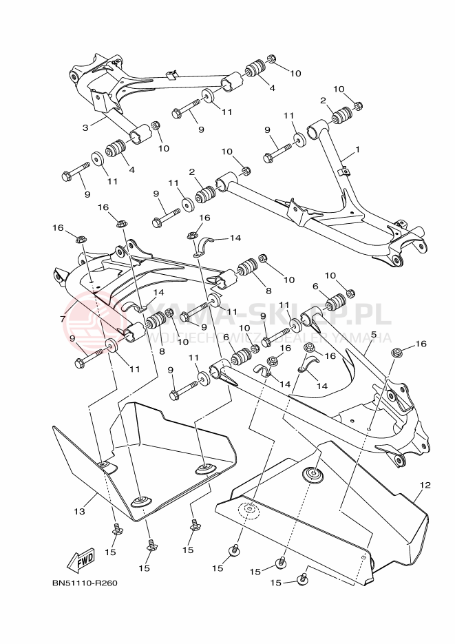 Schemat "wahacz" do Yamaha WOLVERINE R