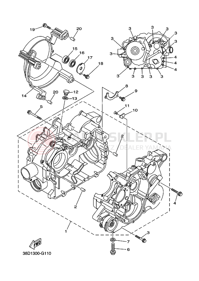 Schemat "Obudowa silnika" do Yamaha GRIZZLY 350 2WD