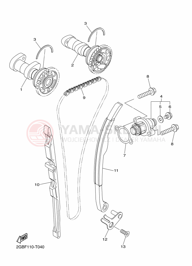 Schemat "Wałek rozrządu" do Yamaha WR250F
