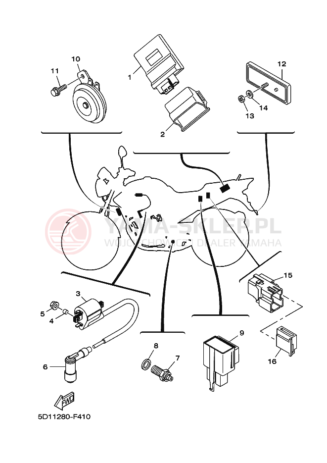Schemat "układ elektryczny" do Yamaha YBR250