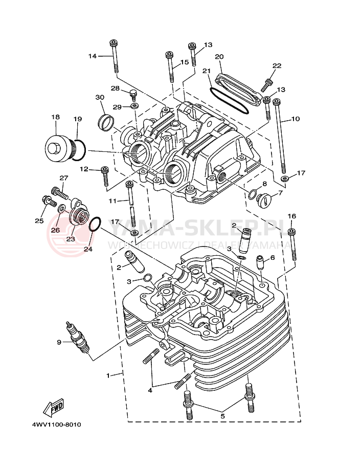 Schemat "głowica" do Yamaha YFM600FWA
