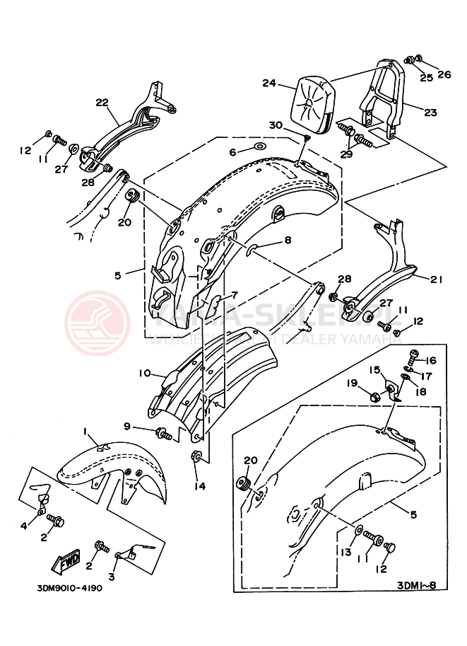 Schemat "błotnik" do Yamaha XV250 VIRAGO