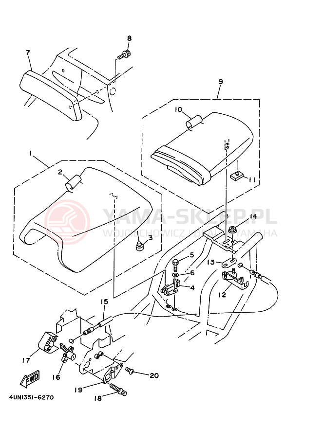 Schemat "siedzenie" do Yamaha TRX850