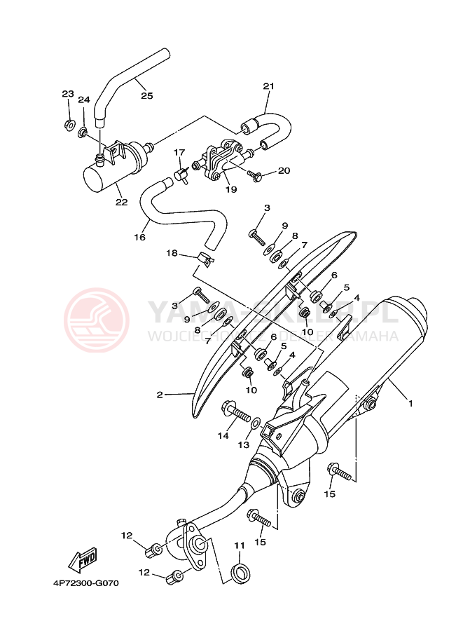 Schemat "Wydech końcowy" do Yamaha XC125E