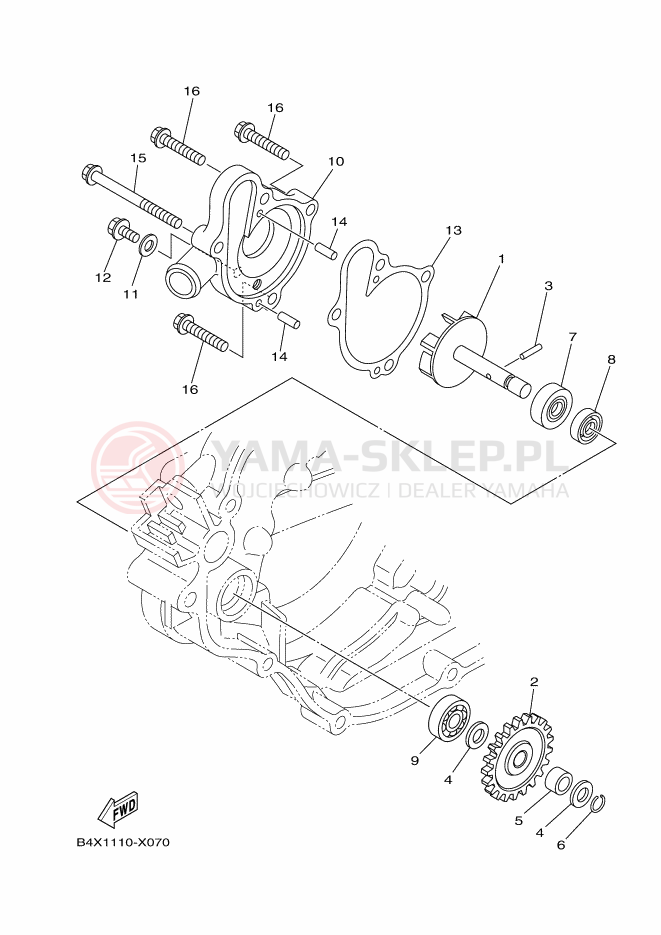 Schemat "Pompa wody" do Yamaha YZ125