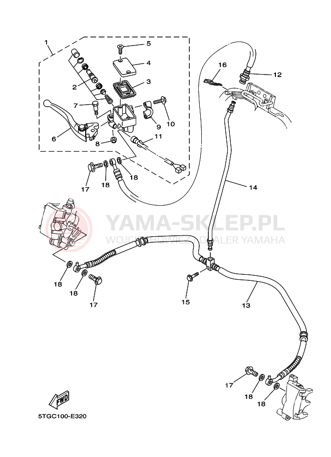 Schemat "Pompa hamulcowa przednia" do Yamaha YFZ450V