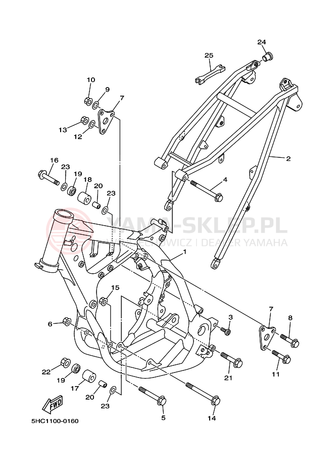 Schemat "rama" do Yamaha YZ250