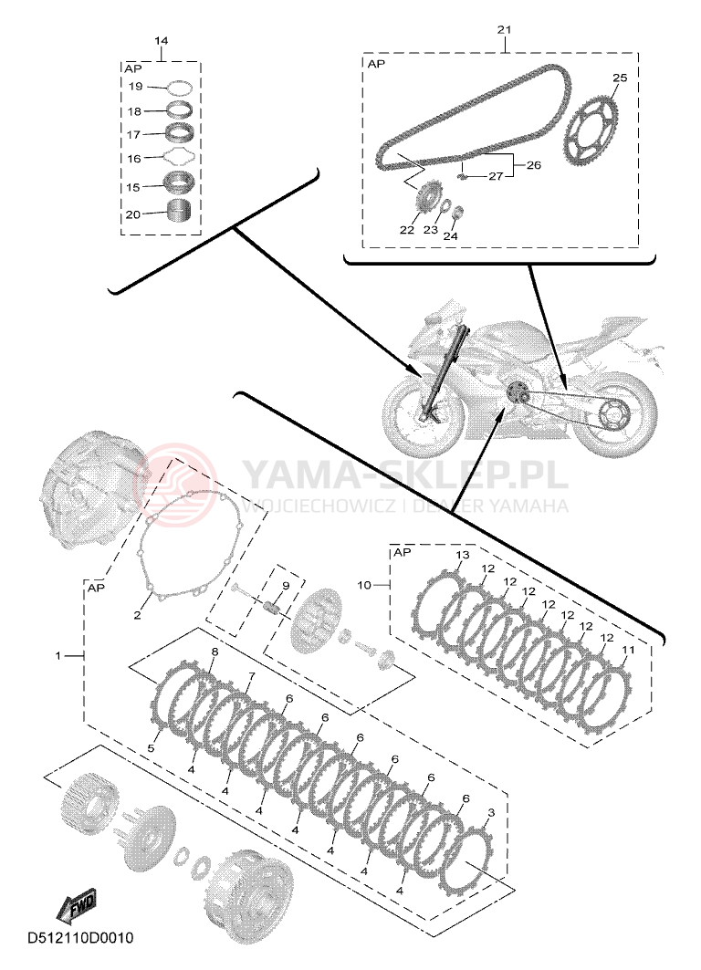 Schemat "Zestaw części do obsługi" do Yamaha R6