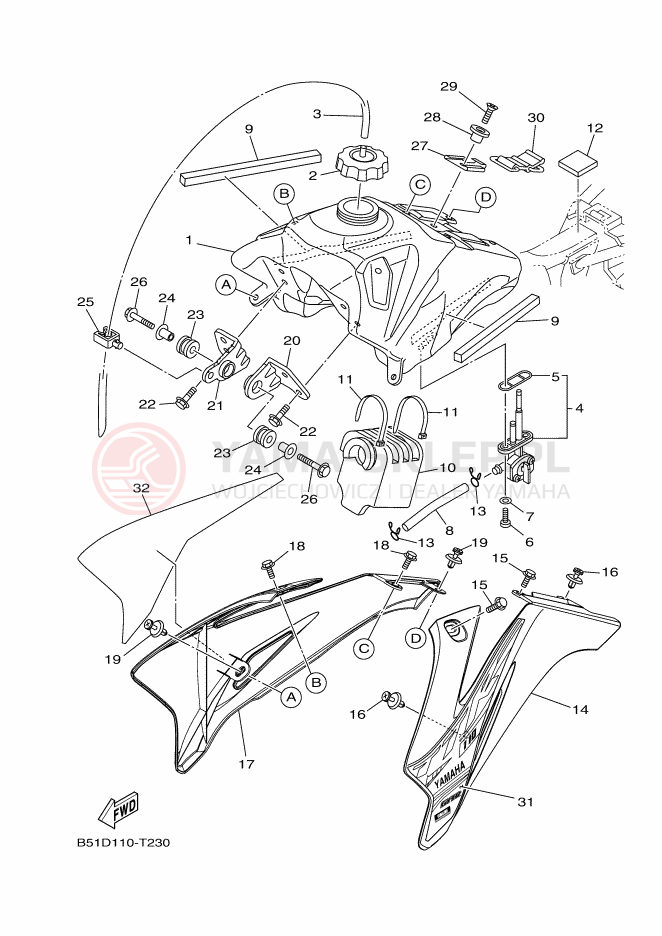 Schemat "zbiornik paliwa" do Yamaha TT-R110E