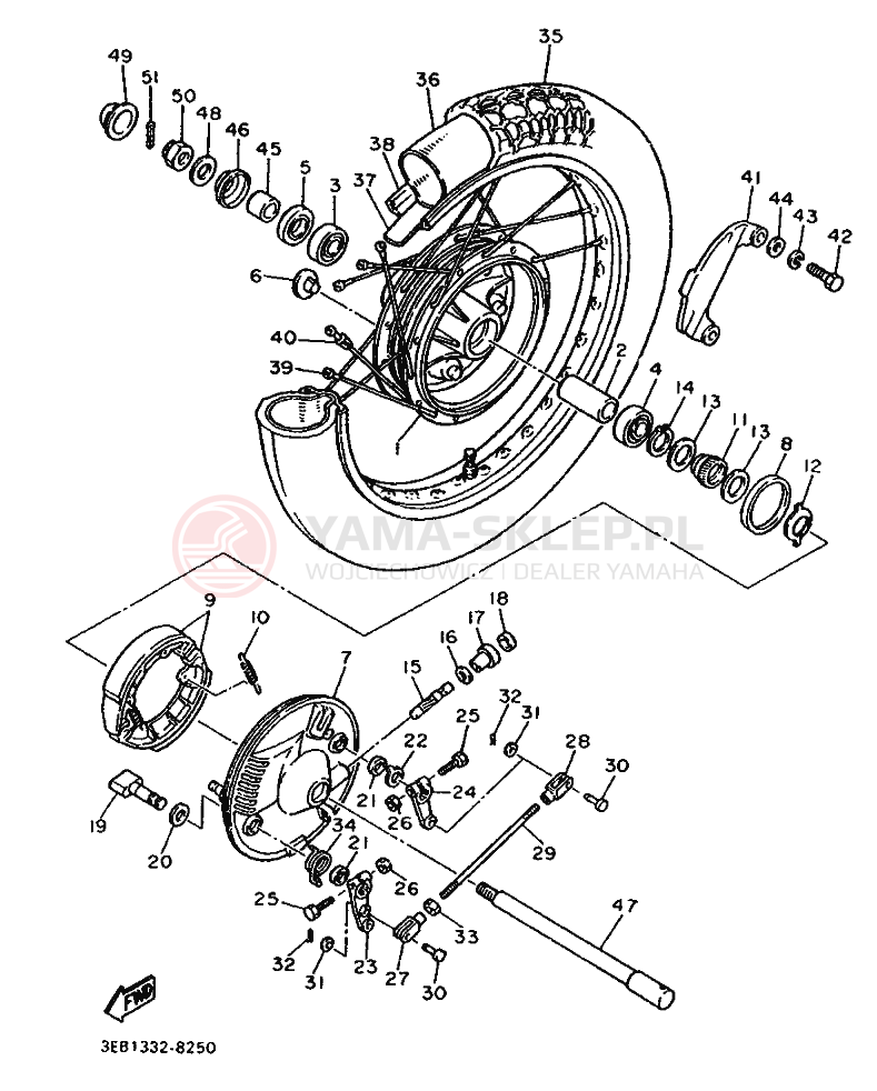 Schemat "Koło przód" do Yamaha SR500