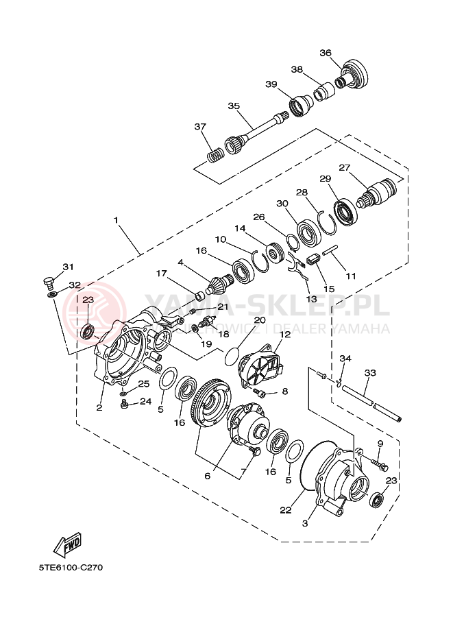 Schemat "Wał napędowy przód" do Yamaha GRIZZLY 350