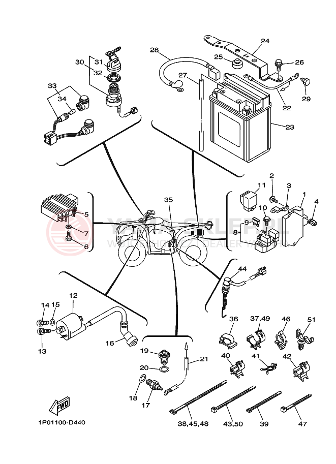 Schemat "układ elektryczny" do Yamaha BRUIN 250