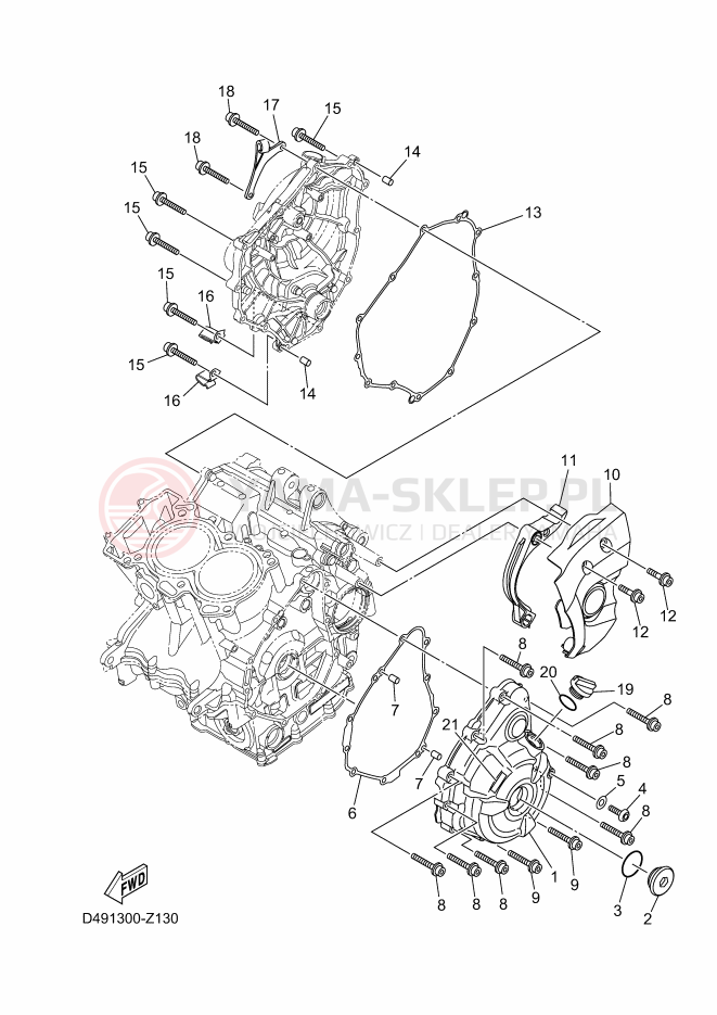 Schemat "Pokrywa silnika" do Yamaha MT-07