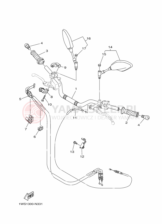 Schemat "Kierownica i osprzęt" do Yamaha MT-07