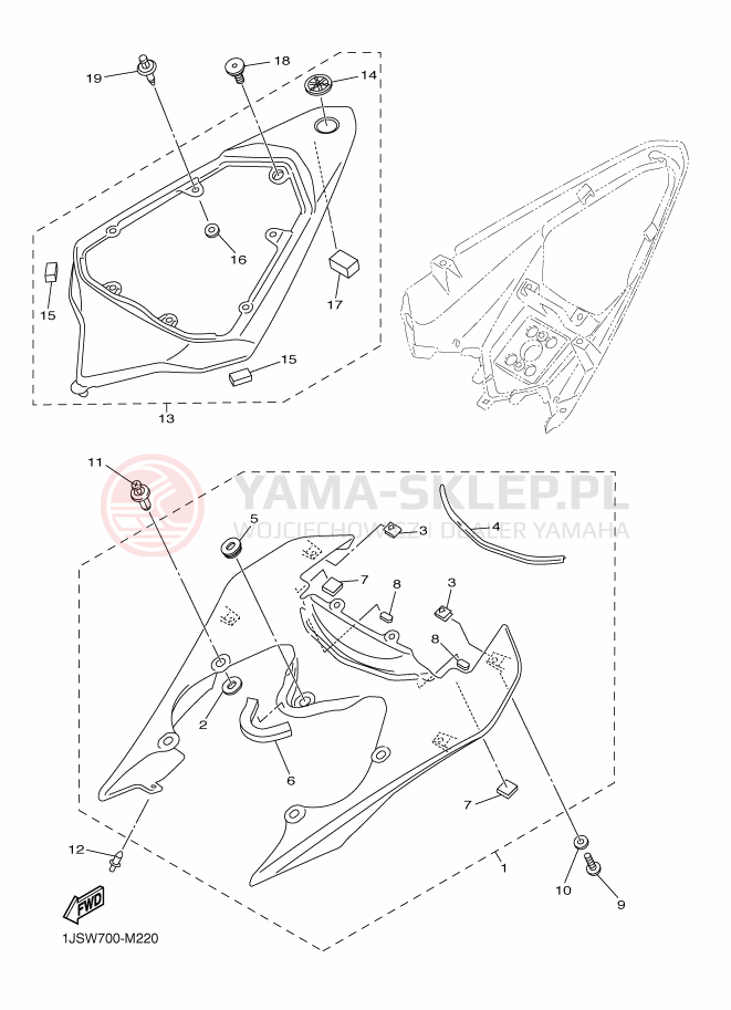 Schemat "Pokrywa boczna" do Yamaha YZF-R6