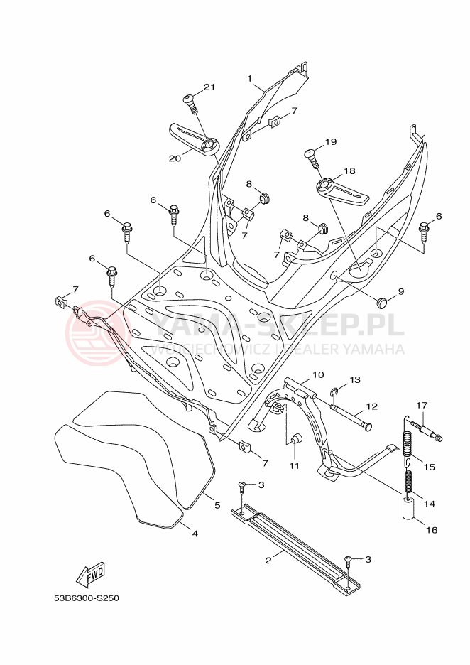 Schemat "Stopka postojowa i podnóżki" do Yamaha XENTER 125