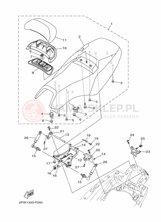 Schemat "siedzenie" do Yamaha TMAX