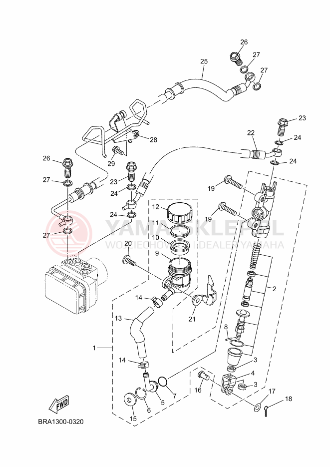 Schemat "Pompa hamulcowa tył" do Yamaha R3