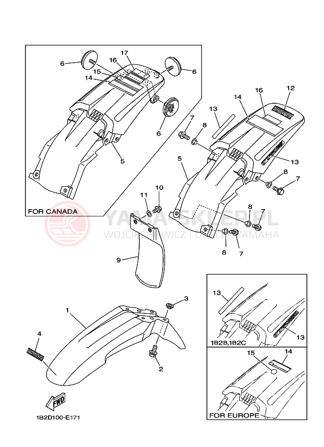 Schemat "błotnik" do Yamaha TT-R125LW