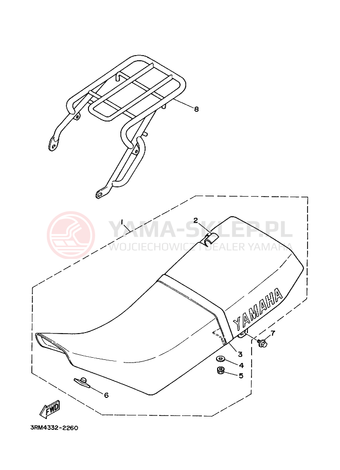 Schemat "siedzenie" do Yamaha DT125R