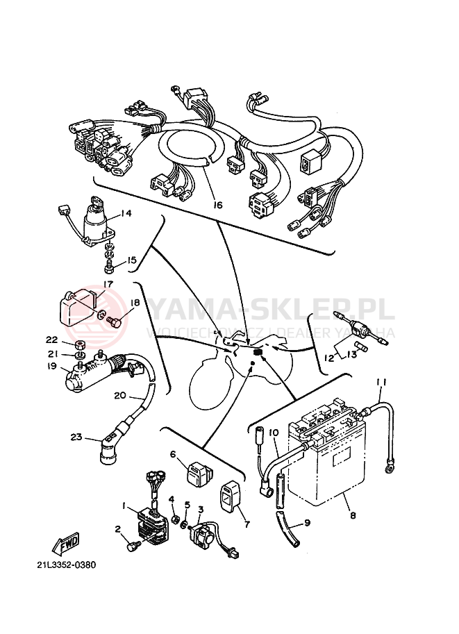Schemat "układ elektryczny" do Yamaha SR250