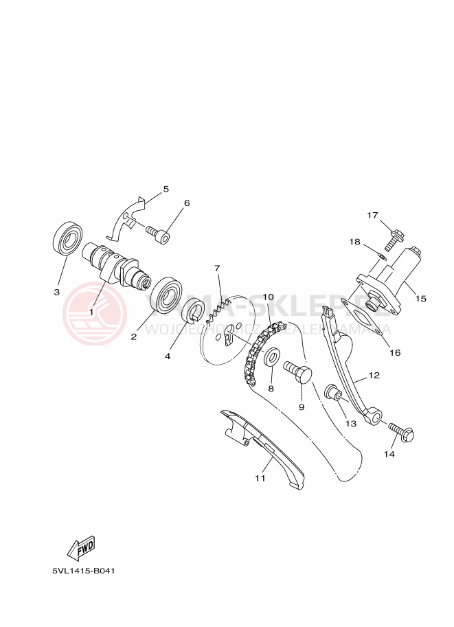 Schemat "Wałek rozrządu" do Yamaha YB125