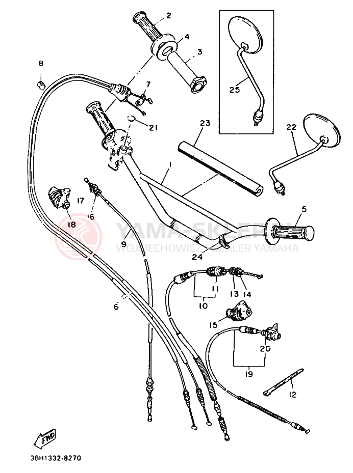 Schemat "Kierownica i osprzęt" do Yamaha XT500