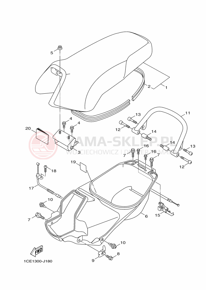 Schemat "siedzenie" do Yamaha BWS 125