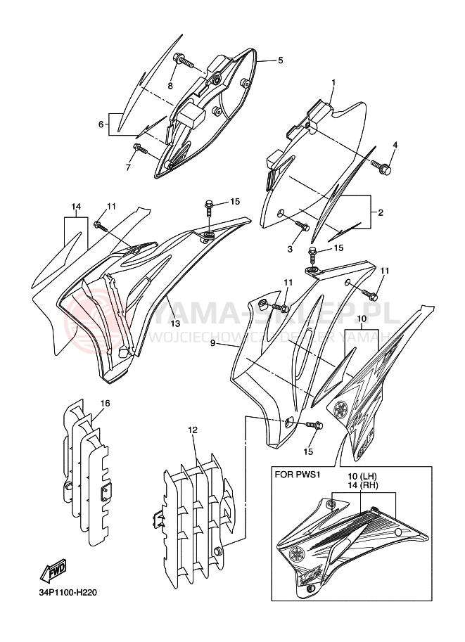 Schemat "Pokrywa boczna" do Yamaha YZ450F