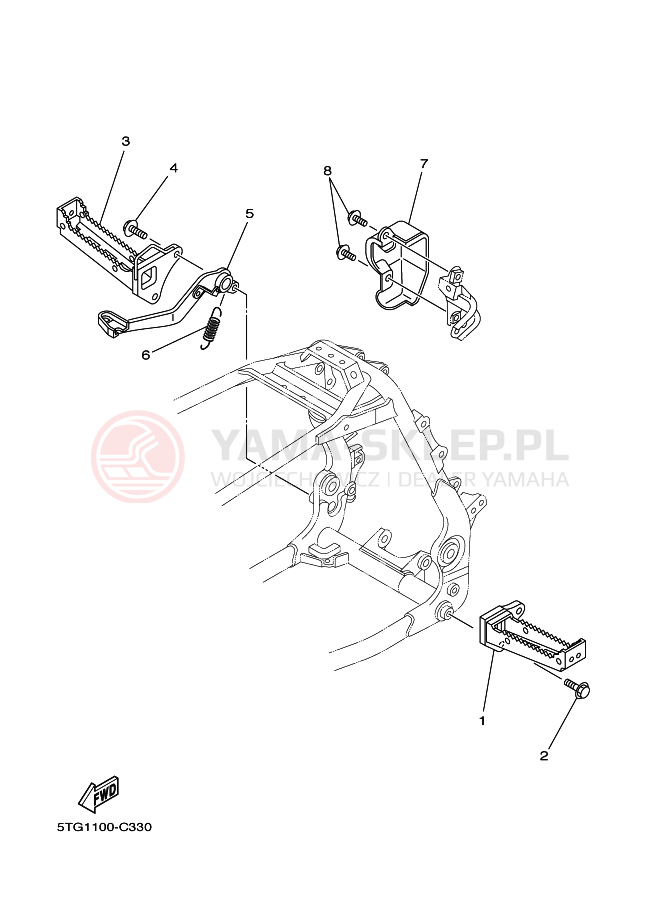 Schemat "Stopka postojowa i podnóżki" do Yamaha YFZ450S
