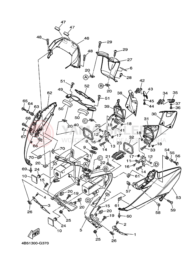 Schemat "Nadwozie przód" do Yamaha TMAX